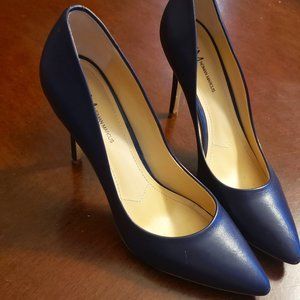 Neiman Marcus Dark Blue Prestige Pointy Toe Pumps